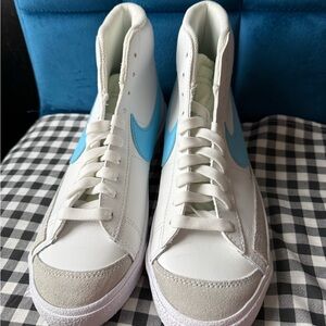 Nike Women Blazer White and University Blue High-Top Sneakers